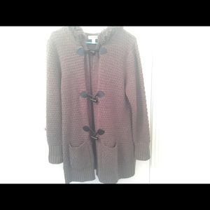 Sweater coat with hood